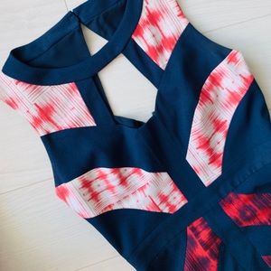 BCBGMAXAZRIA Ikat Print Cocktail Dress